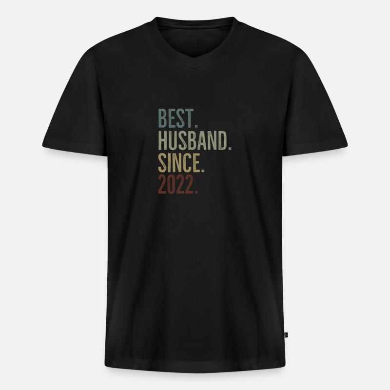Bester Ehemann seit 2022 - Männer Premium Bio T-Shirt mit V-Ausschnitt - Schwarz