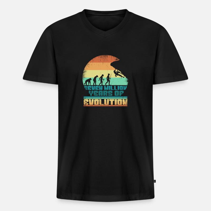 Kletterer Klettern Bouldern Evolution 005-144 - Männer Premium Bio T-Shirt mit V-Ausschnitt - Schwarz