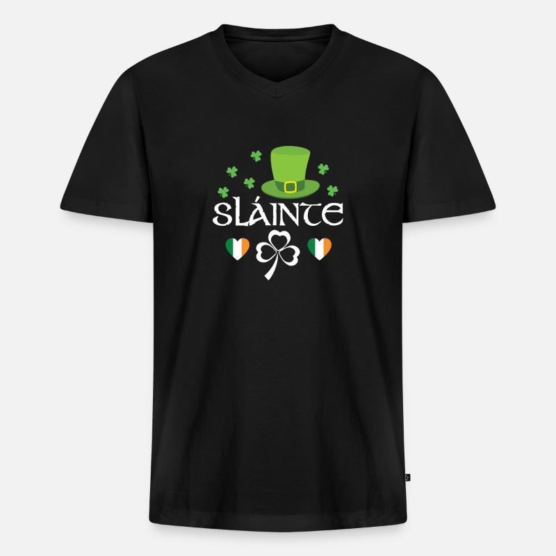 Slainte - Männer Premium Bio T-Shirt mit V-Ausschnitt - Schwarz