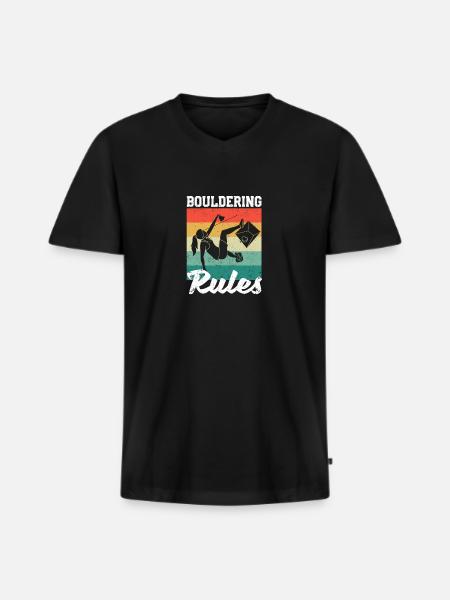 Bergsteiger Boulder Fels Boulderer Boulderregeln - Männer Premium Bio T-Shirt mit V-Ausschnitt - Schwarz