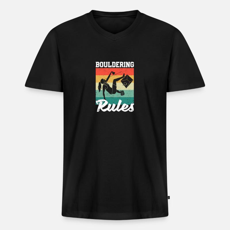 Bergsteiger Boulder Fels Boulderer Boulderregeln - Männer Premium Bio T-Shirt mit V-Ausschnitt - Schwarz
