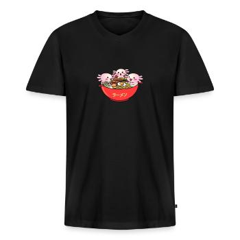 Axolotl Süße Axolotls Ramen Japanisch - Männer Premium Bio T-Shirt mit V-Ausschnitt - Schwarz - Vorne - Nico (187cm)