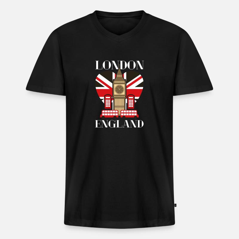 London - Männer Premium Bio T-Shirt mit V-Ausschnitt - Schwarz