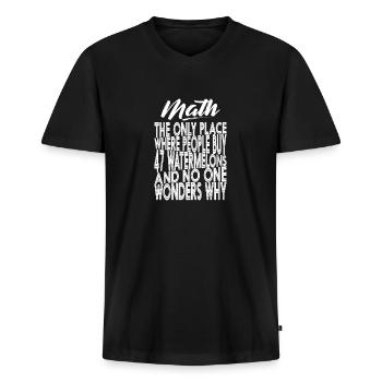De enige plek waar mensen 47 watermeloenen pun kopen - Mannen Premium Bio T-shirt met V-hals - zwart - Voor - Nico (187cm)
