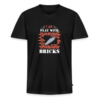 Brick Mason Occupation Quota - Men's Premium Organic T-shirt with V-neck - black - Front - Nico (187cm)