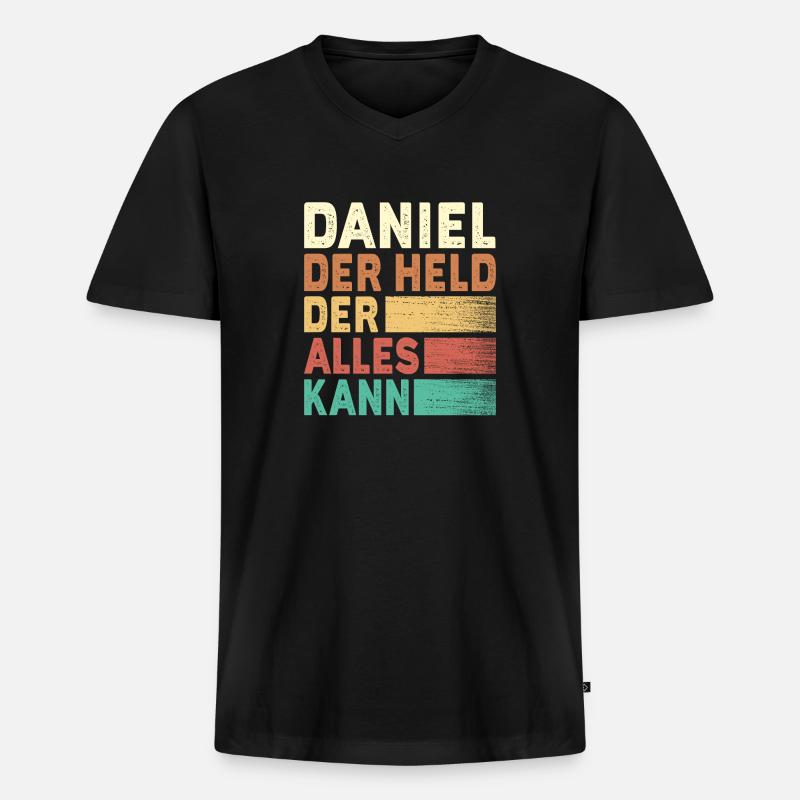 Daniel Name Geschenk - Männer Premium Bio T-Shirt mit V-Ausschnitt - Schwarz