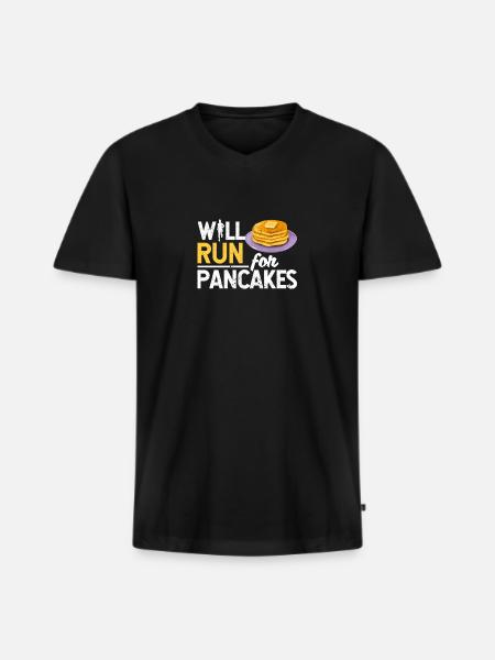 Funny pancake lover marathon runner - Men's Premium Organic T-shirt with V-neck - black