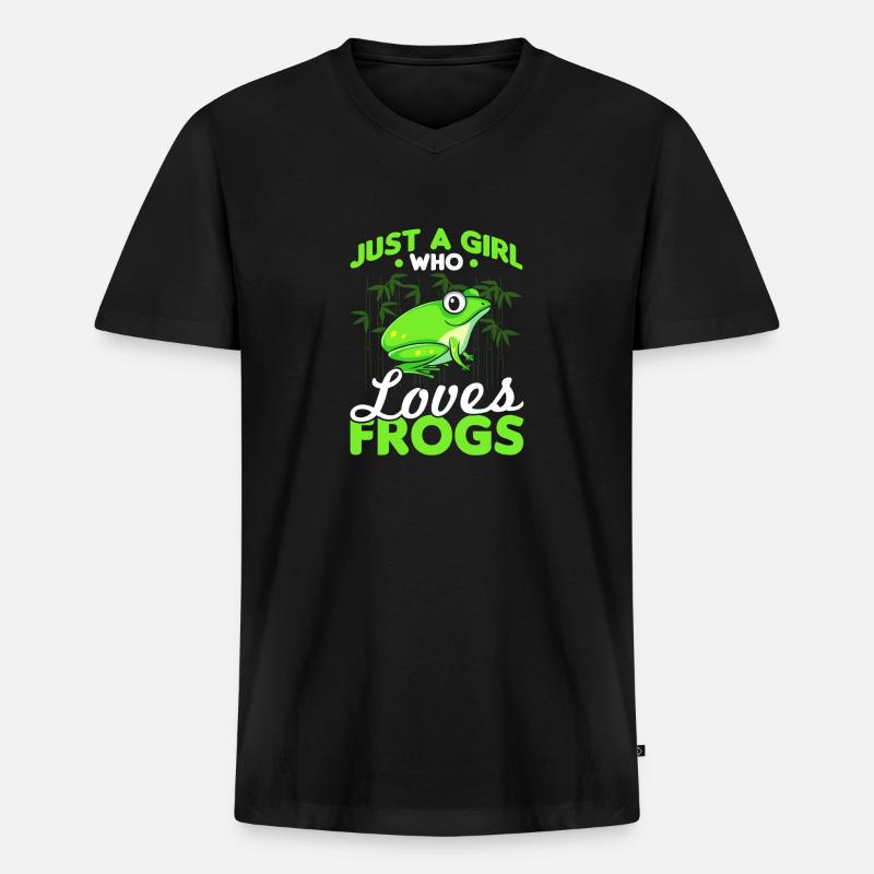 Mädchenfrösche - Männer Premium Bio T-Shirt mit V-Ausschnitt - Schwarz