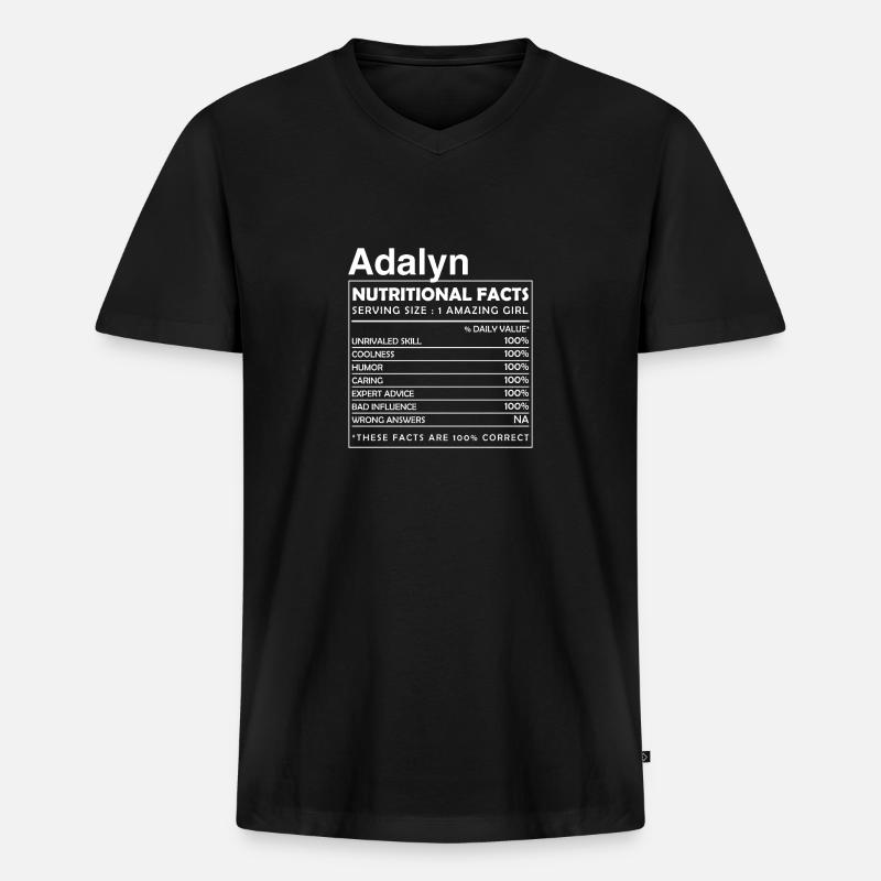 ADALYN Nutritional Facts - Männer Premium Bio T-Shirt mit V-Ausschnitt - Schwarz