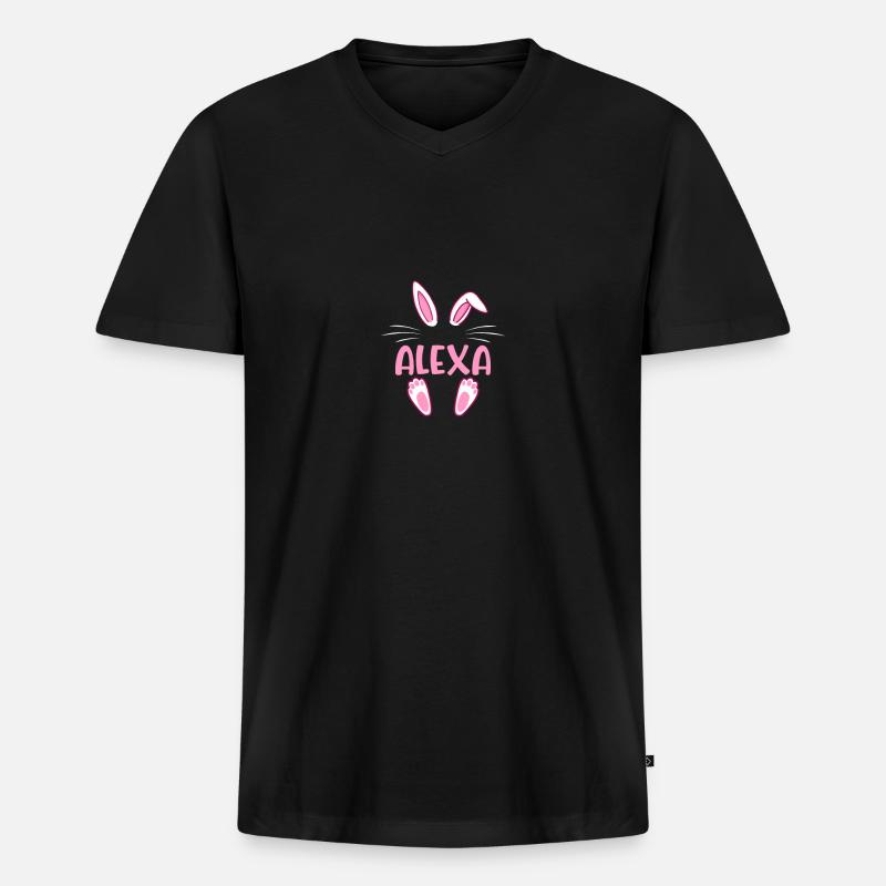 ALEXA Easter - Männer Premium Bio T-Shirt mit V-Ausschnitt - Schwarz