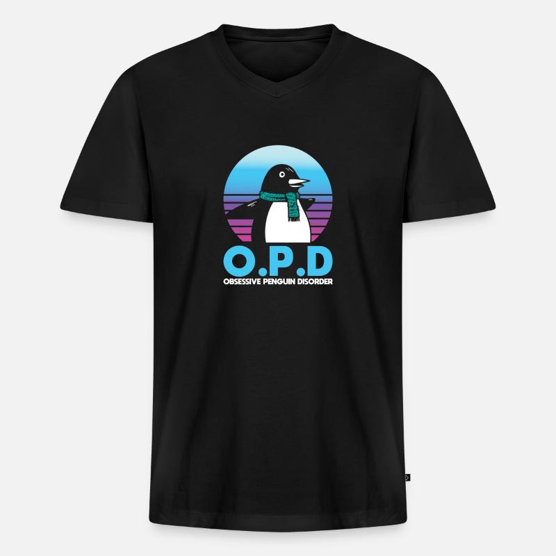 Pinguinstörung - Männer Premium Bio T-Shirt mit V-Ausschnitt - Schwarz
