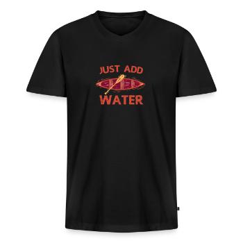Easily add water Fun kayak sports - Men's Premium Organic T-shirt with V-neck - black - Front - Nico (187cm)