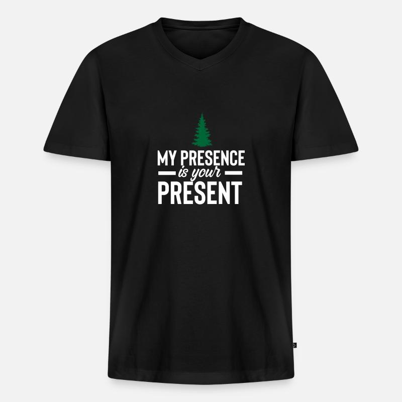PRESENT - Männer Premium Bio T-Shirt mit V-Ausschnitt - Schwarz