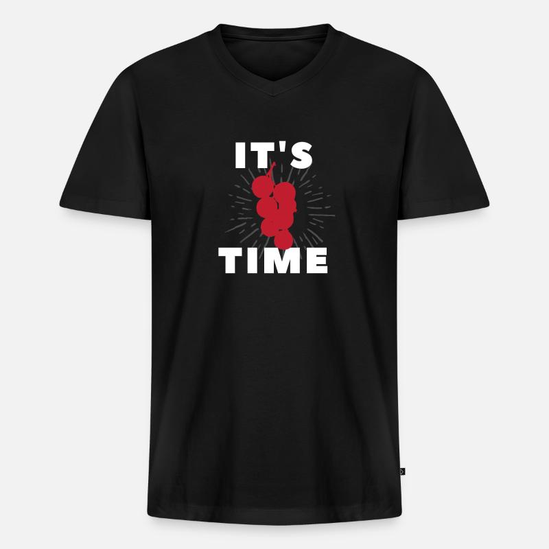 It's redcurrant time - Männer Premium Bio T-Shirt mit V-Ausschnitt - Schwarz