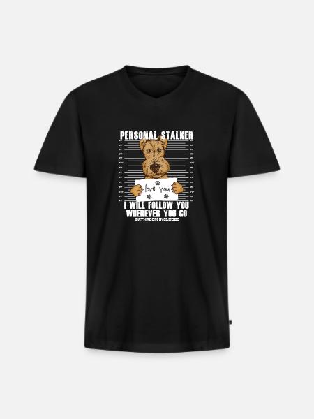Funny Airedale Terrier Dog Cartoon - Men's Premium Organic T-shirt with V-neck - black