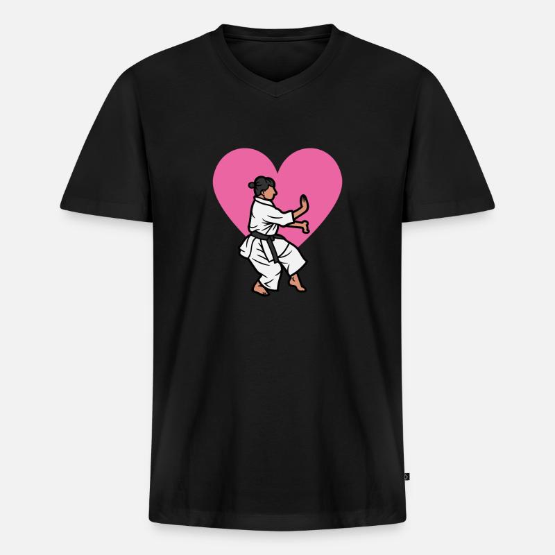 Karate Liebe - Karate Geschenkidee - Männer Premium Bio T-Shirt mit V-Ausschnitt - Schwarz