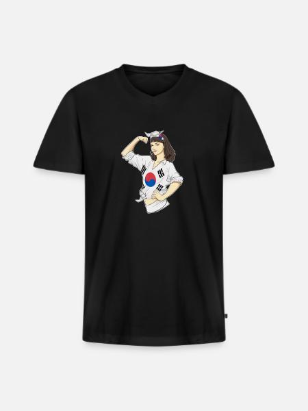 Sydkoreansk pige ubrydelig I Heritage Syd - Premium økologisk T-shirt med V-hals til mænd - sort