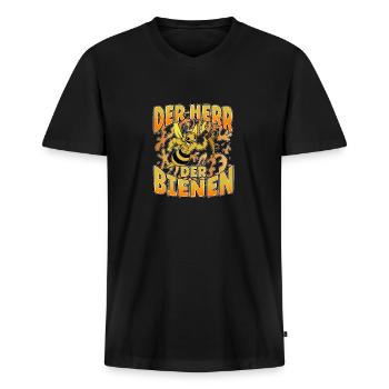 Herr Der Bienen Imker Bienenflüster Biene - Männer Premium Bio T-Shirt mit V-Ausschnitt - Schwarz - Vorne - Nico (187cm)