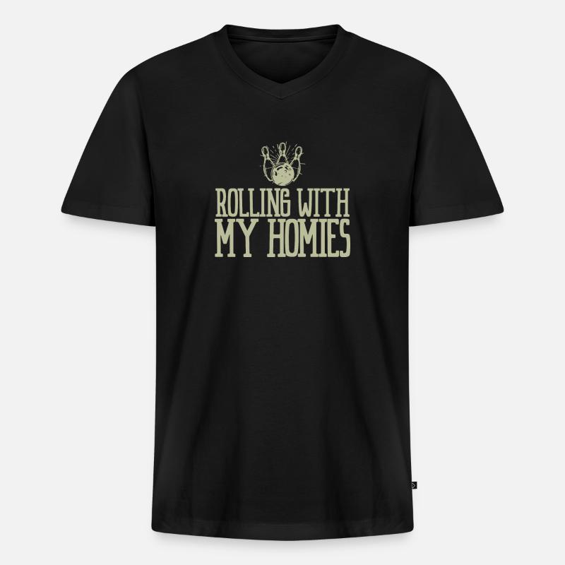 Bowling-Rolle - Männer Premium Bio T-Shirt mit V-Ausschnitt - Schwarz