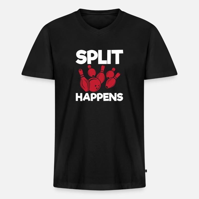 Manchmal Split - Männer Premium Bio T-Shirt mit V-Ausschnitt - Schwarz