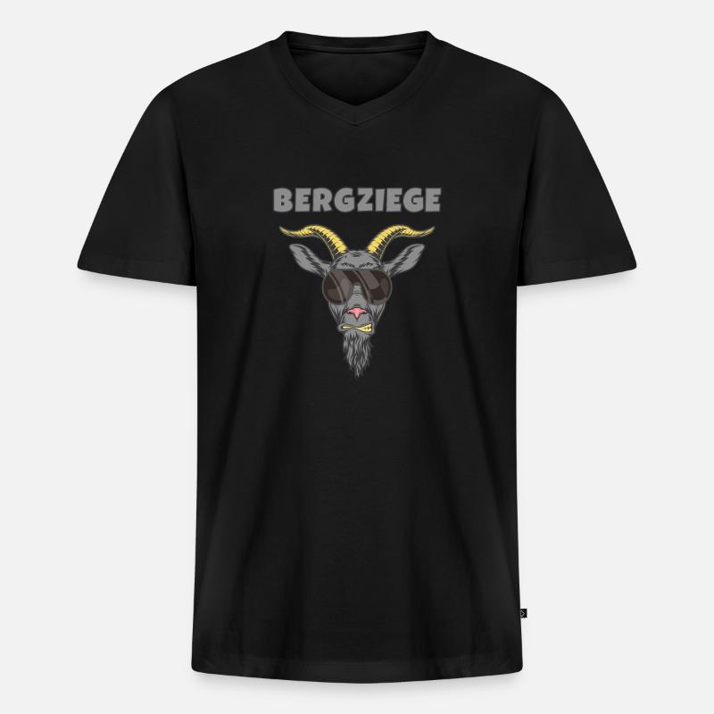 Bergziege Cool - Männer Premium Bio T-Shirt mit V-Ausschnitt - Schwarz