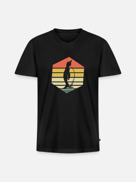 Pinguinform - Männer Premium Bio T-Shirt mit V-Ausschnitt - Schwarz