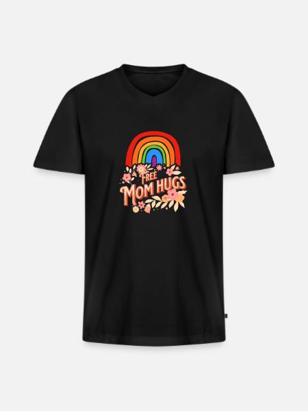 Free Mom Hugs - Men's Premium Organic T-shirt with V-neck - black