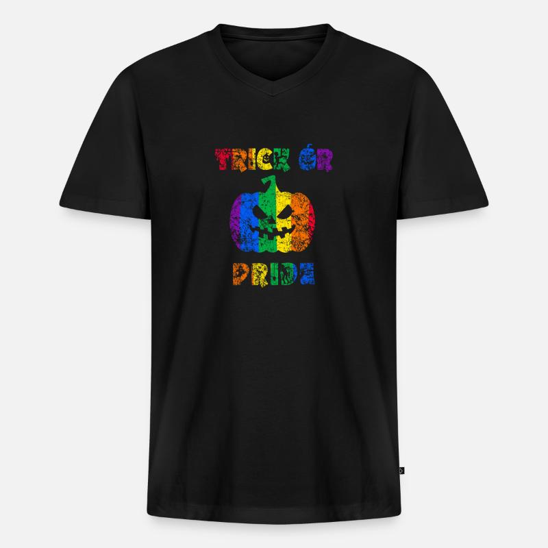 Trick oder Stolz Halloween Stolz - Männer Premium Bio T-Shirt mit V-Ausschnitt - Schwarz