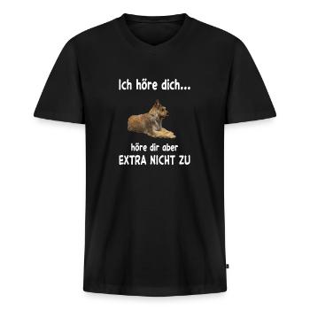 Berger Picard Hund - Berger Picard - Männer Premium Bio T-Shirt mit V-Ausschnitt - Schwarz - Vorne - Nico (187cm)