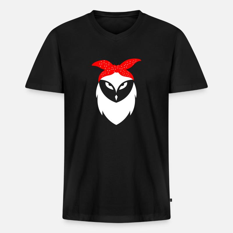 Eule - Männer Premium Bio T-Shirt mit V-Ausschnitt - Schwarz