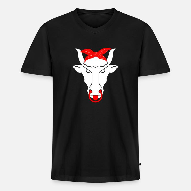 Schweizer Kuh - Männer Premium Bio T-Shirt mit V-Ausschnitt - Schwarz