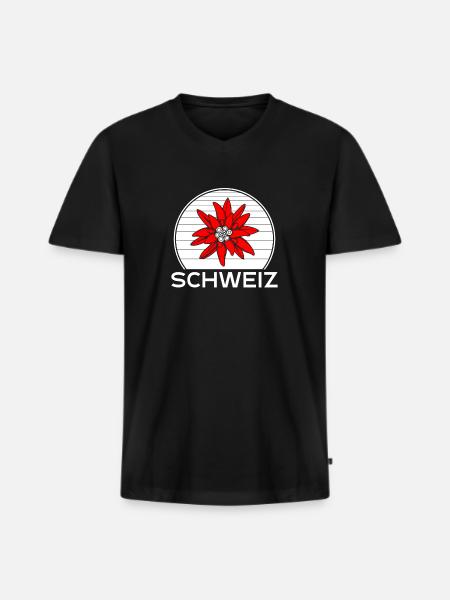 Swiss gentian - Men's Premium Organic T-shirt with V-neck - black