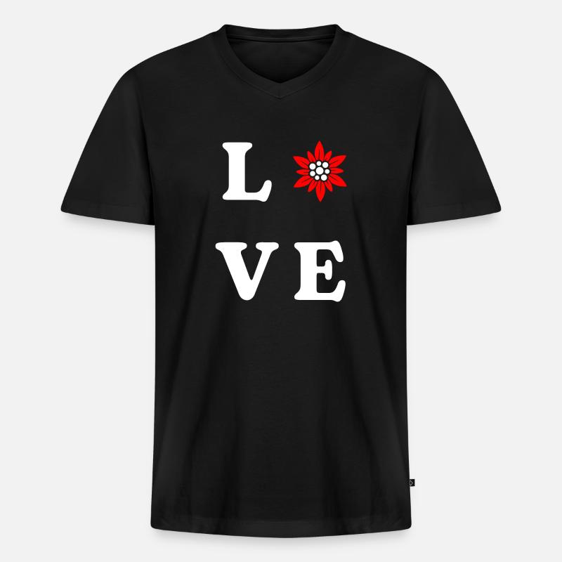 Schweiz Love - Männer Premium Bio T-Shirt mit V-Ausschnitt - Schwarz