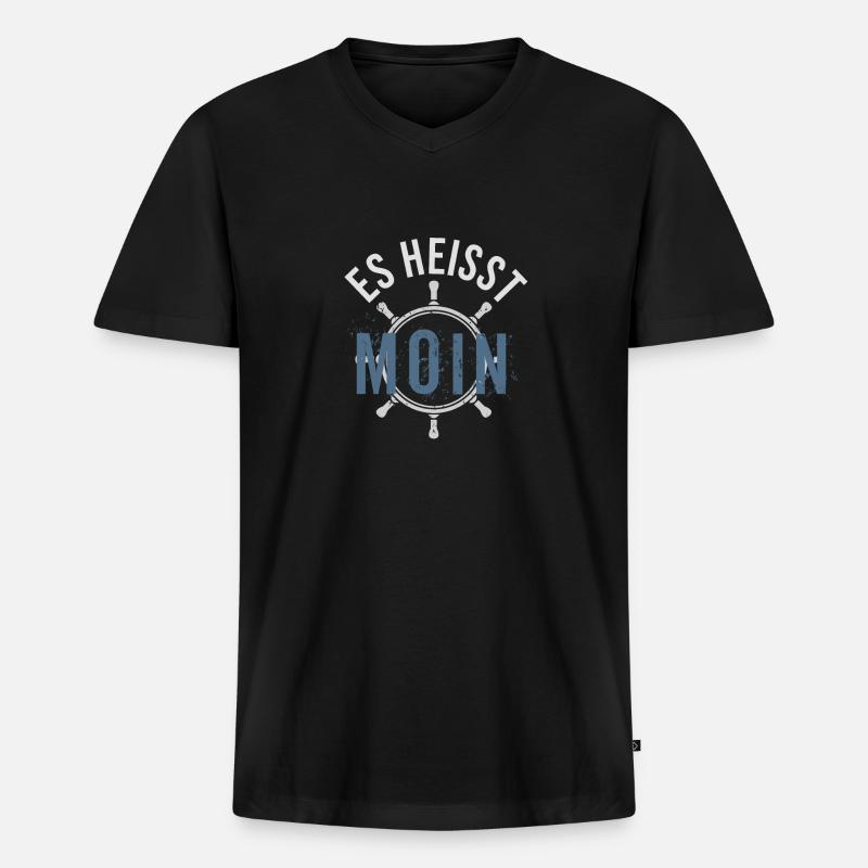 MOIN - Männer Premium Bio T-Shirt mit V-Ausschnitt - Schwarz