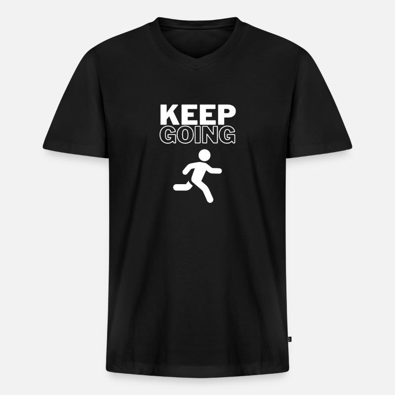 Keep Going - Männer Premium Bio T-Shirt mit V-Ausschnitt - Schwarz
