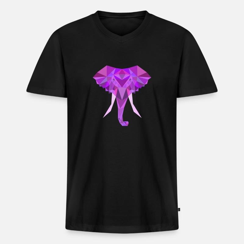 Elefant Low Poly Polygon - Männer Premium Bio T-Shirt mit V-Ausschnitt - Schwarz