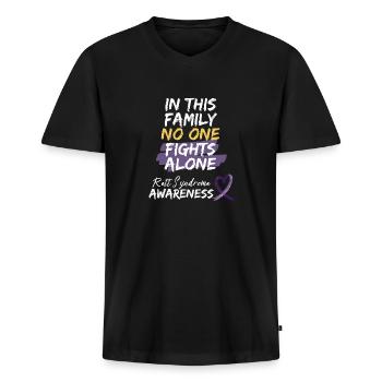 Fight Rett-Syndrom RTT-Sensibilisierungsunterstützung - Männer Premium Bio T-Shirt mit V-Ausschnitt - Schwarz - Vorne - Nico (187cm)