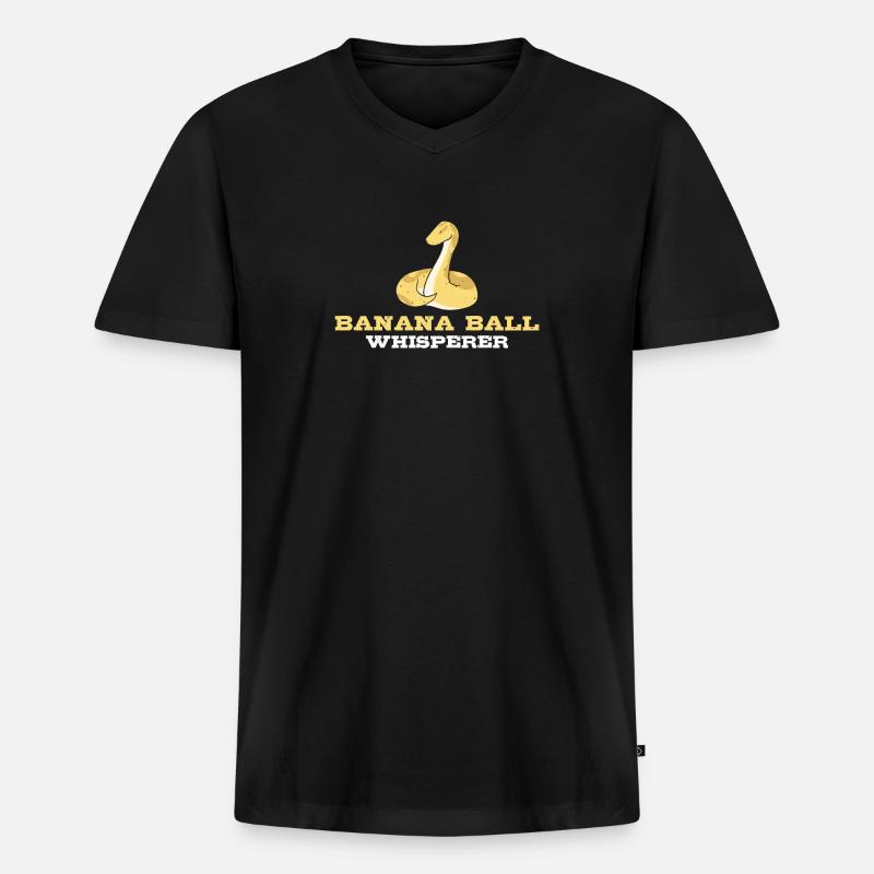 Banana Ball Python Flüsterer - Männer Premium Bio T-Shirt mit V-Ausschnitt - Schwarz