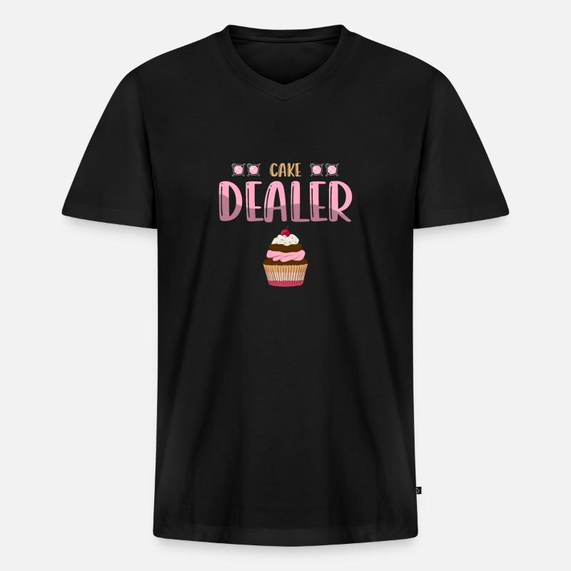 Kuchen Backen Bäcker Konditor - Männer Premium Bio T-Shirt mit V-Ausschnitt - Schwarz