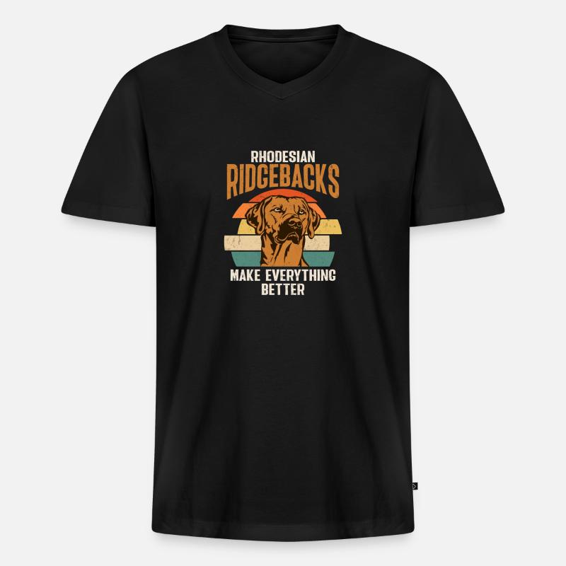 Rhodesian Ridgeback Hund - Männer Premium Bio T-Shirt mit V-Ausschnitt - Schwarz