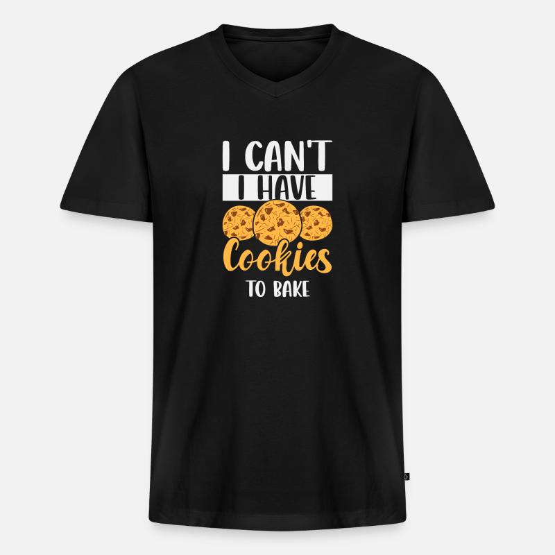 Kuchen Backen Bäcker Konditor - Männer Premium Bio T-Shirt mit V-Ausschnitt - Schwarz