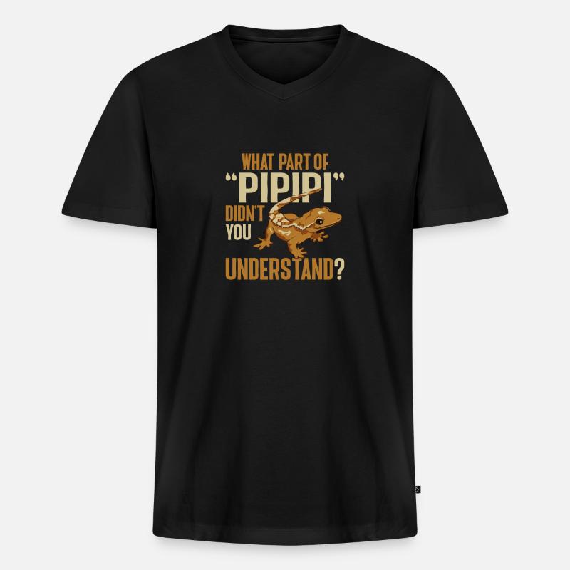 Kronengecko Eidechse Reptil Herpetologe - Männer Premium Bio T-Shirt mit V-Ausschnitt - Schwarz