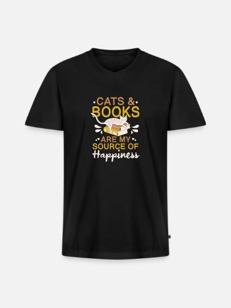 Cat Book Lovers Read Books - Men's Premium Organic T-shirt with V-neck - black