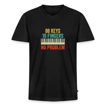 88 Keys Keyboard Piano Player Kids Piano Lover - Men's Premium Organic T-shirt with V-neck - black - Front - Nico (187cm)