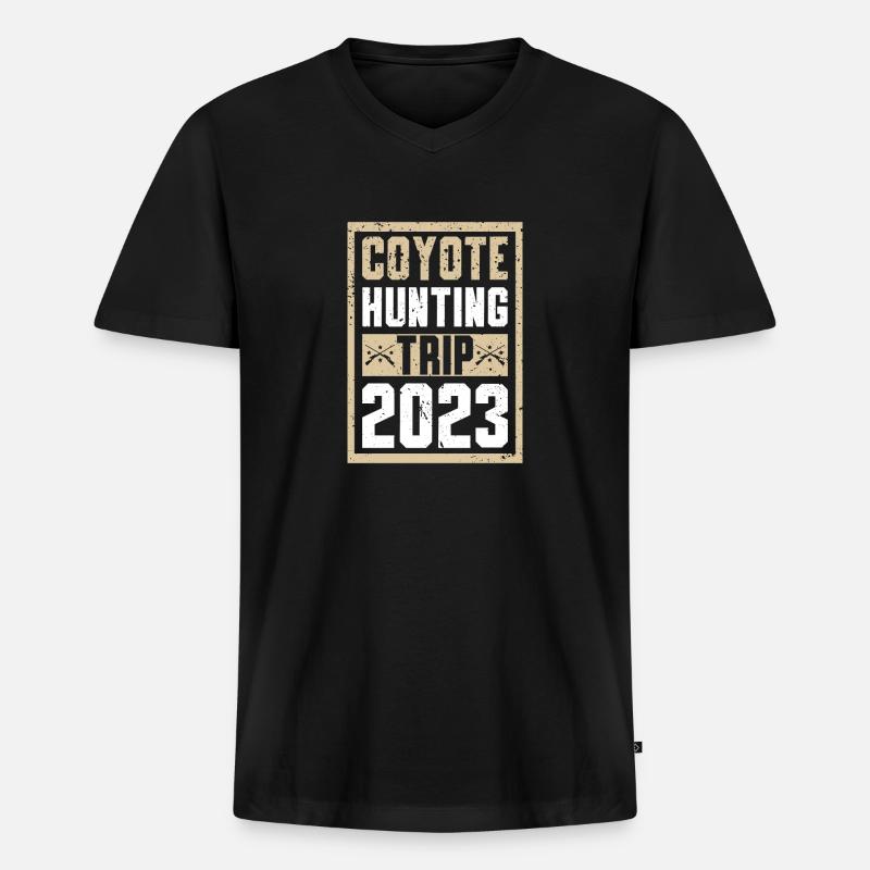 Coyote Jäger - Männer Premium Bio T-Shirt mit V-Ausschnitt - Schwarz