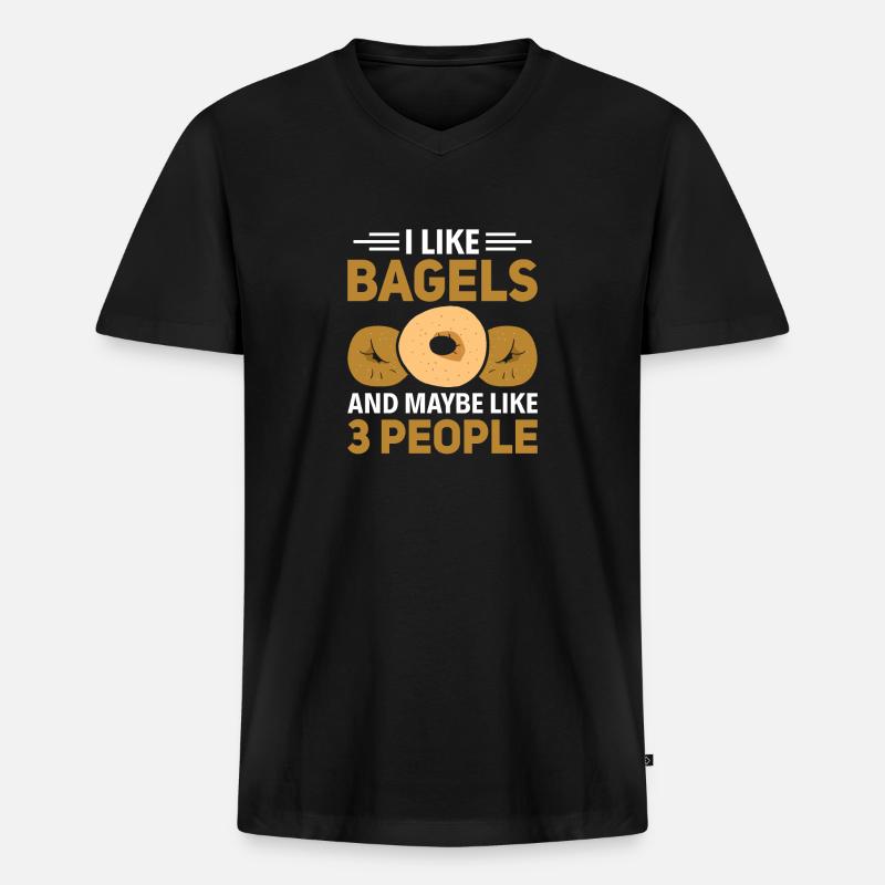 Bagel Spruch Geschenk - Männer Premium Bio T-Shirt mit V-Ausschnitt - Schwarz