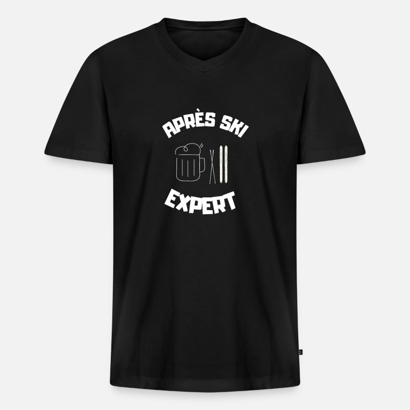 Après Ski Expert - Männer Premium Bio T-Shirt mit V-Ausschnitt - Schwarz