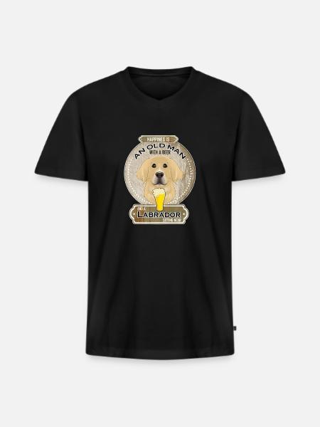Labrador Dad Beer Lover - Men's Premium Organic T-shirt with V-neck - black