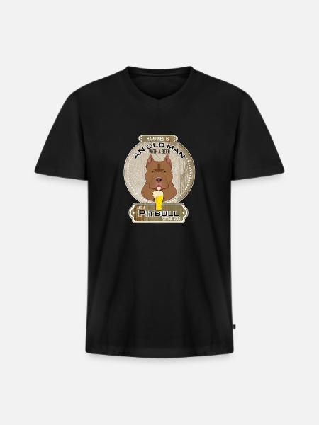 Pitbull Dad Beer Lover - Men's Premium Organic T-shirt with V-neck - black