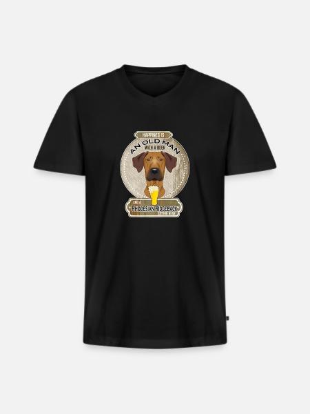 Rhodesian Ridgeback Dad Beer Lover - Men's Premium Organic T-shirt with V-neck - black